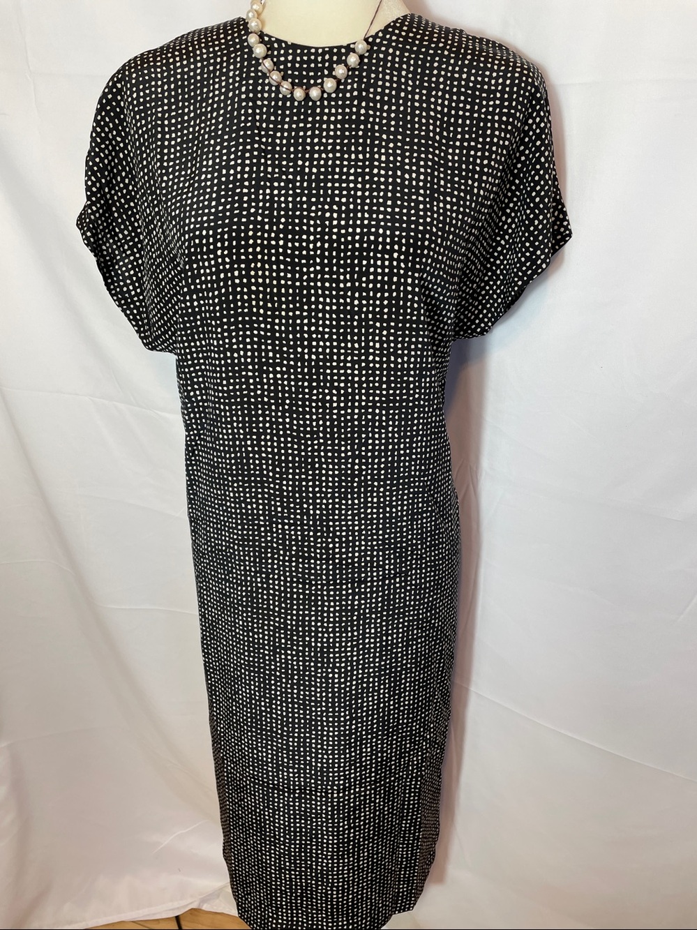 Vintage, Liz Claiborne Black-White Grid Shift Dress.